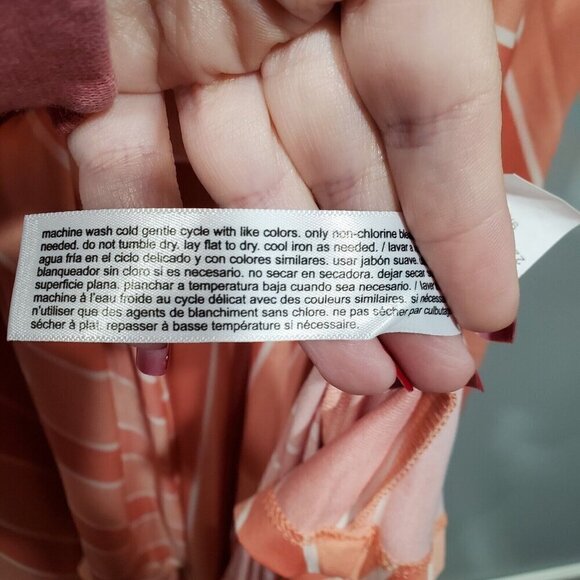 Eloquii Elements Womens Plus Sz 22/24 Peach Wrap Front Maxi Dress Striped Multi - Picture 10 of 12